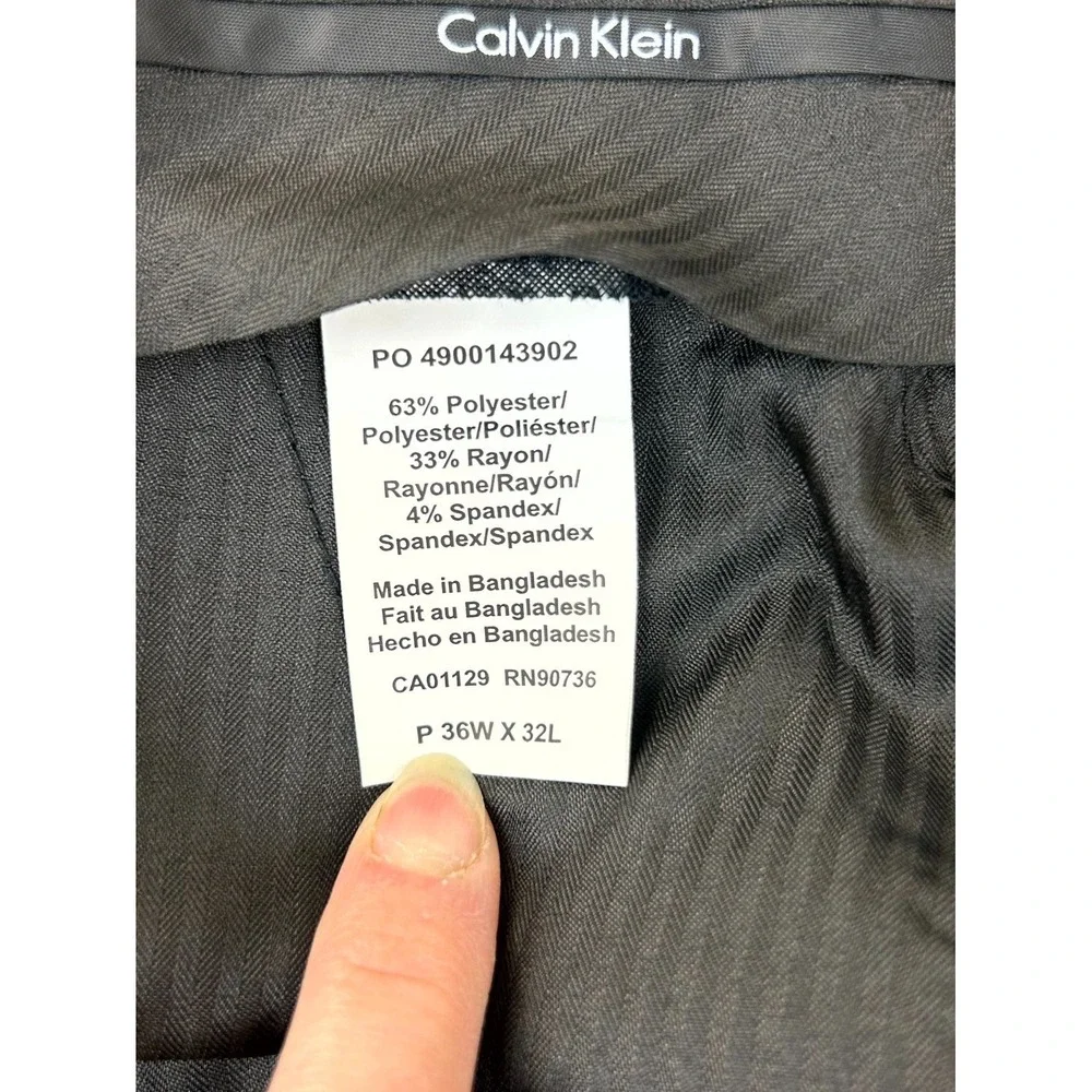 Calvin Klein Dress Pants Men 36x32 Black Stretch Mid Rise Straight Formal Office